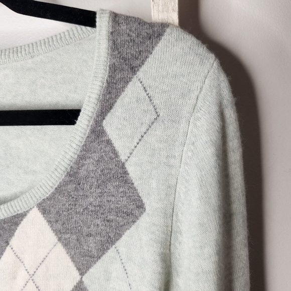 Talbots XL NWT Lambswool Angora Rabbit Hair blend argyle cardigan sweater - Picture 2 of 8